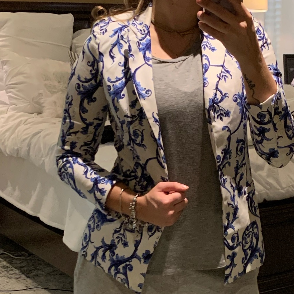 Super Classy White and Blue Blazer